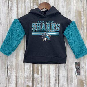 NHL San Jose Sharks Boys Faux Fur Long Sleeve Hooded Sweatshirt 2T